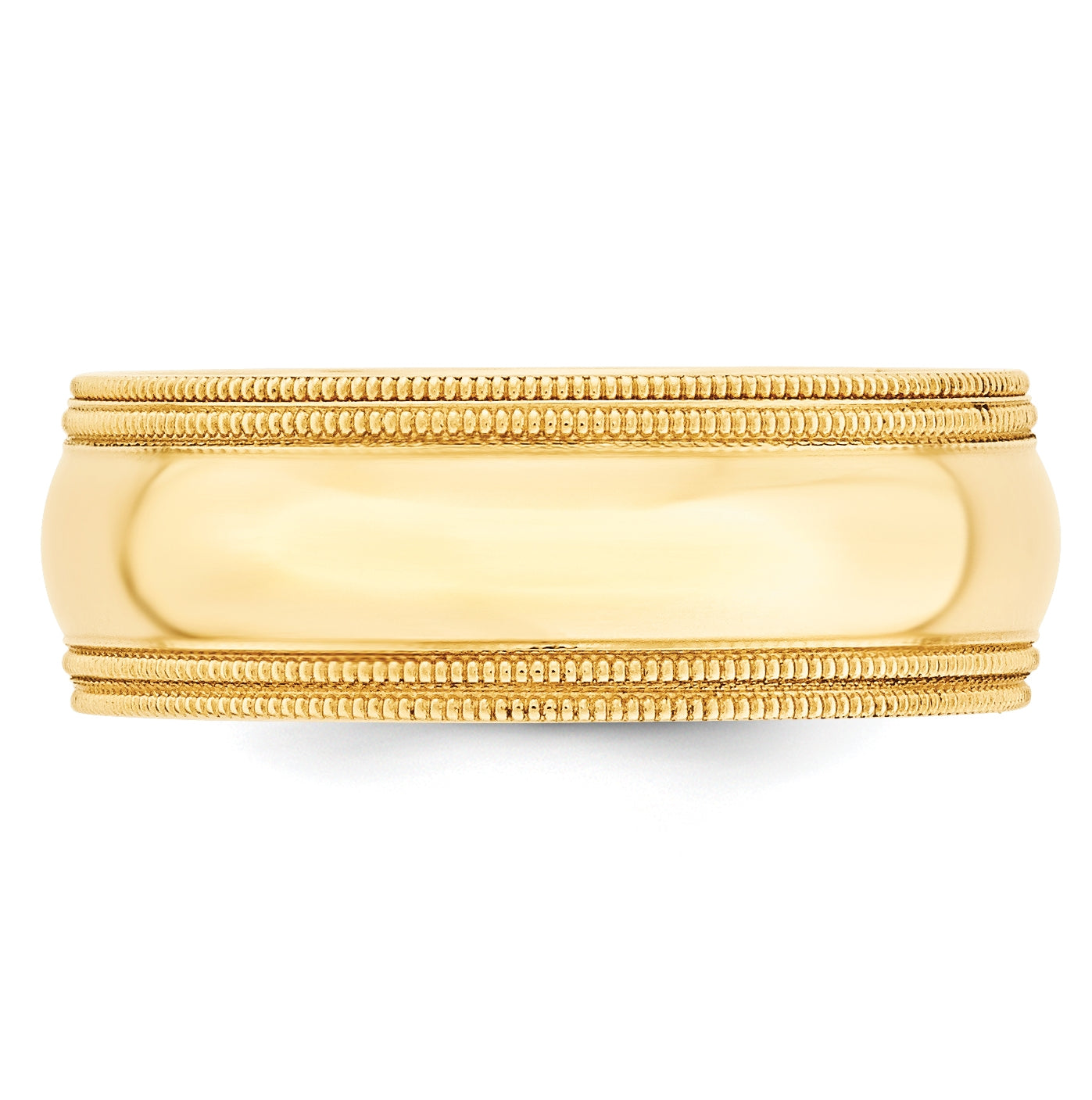 10k Yellow Gold 8mm Double Milgrain Comfort Fit Wedding Band Size 5