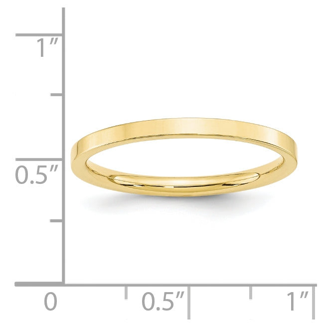 10k Yellow Gold 2mm Standard Weight Flat Comfort Fit Wedding Band Size 4