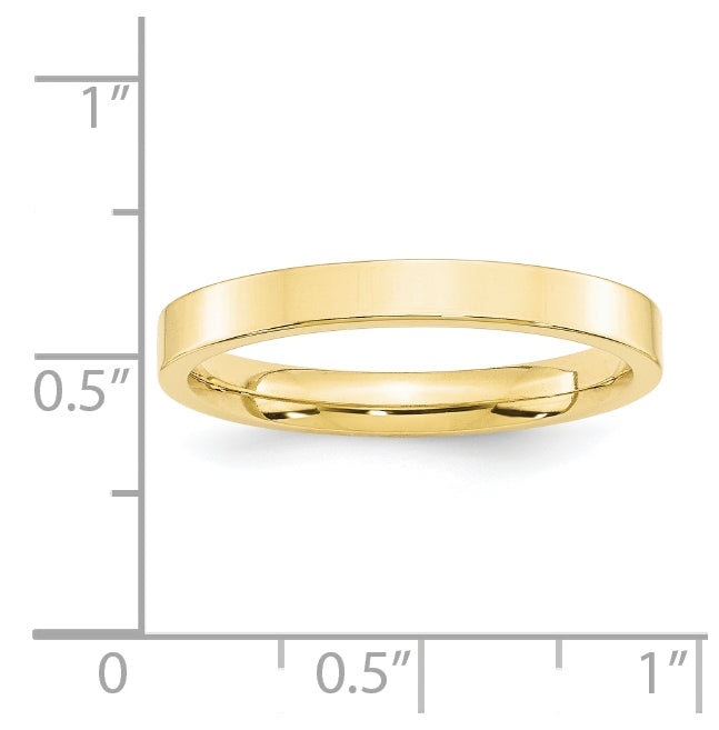 10k Yellow Gold 3mm Standard Weight Flat Comfort Fit Wedding Band Size 4.5