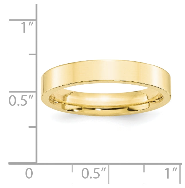 10k Yellow Gold 4mm Standard Weight Flat Comfort Fit Wedding Band Size 4.5