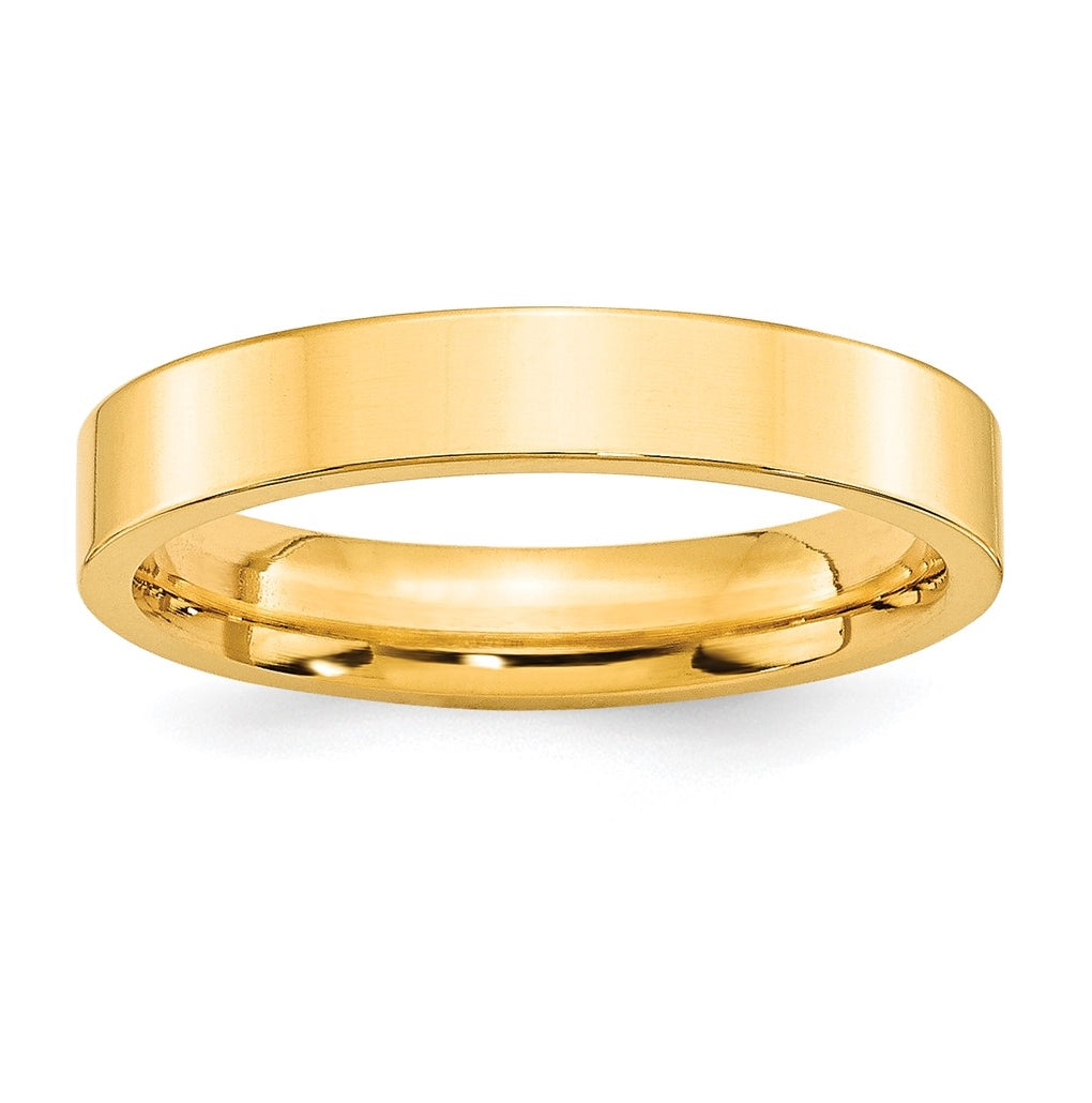 10k Yellow Gold 4mm Standard Weight Flat Comfort Fit Wedding Band Size 5