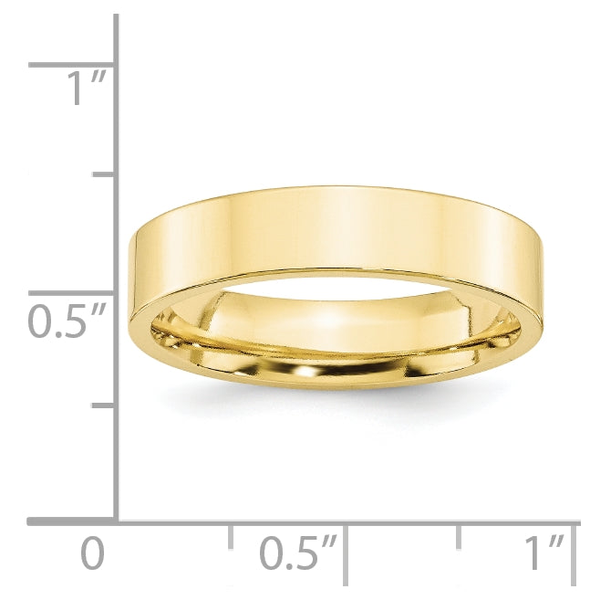 10k Yellow Gold 5mm Standard Weight Flat Comfort Fit Wedding Band Size 5.5