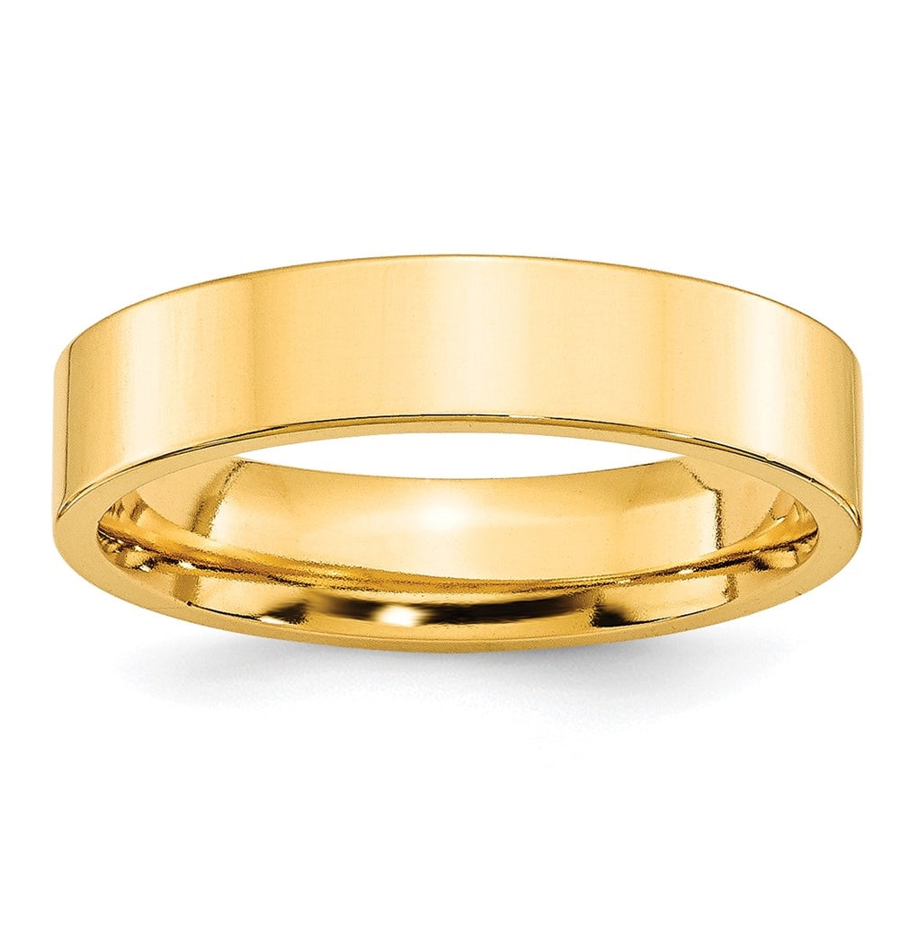 10k Yellow Gold 5mm Standard Weight Flat Comfort Fit Wedding Band Size 4.5
