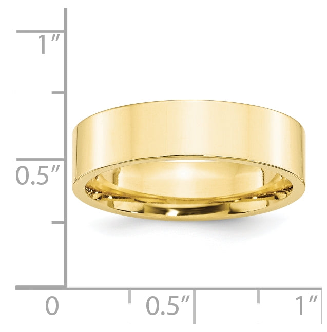 10k Yellow Gold 6mm Standard Weight Flat Comfort Fit Wedding Band Size 4