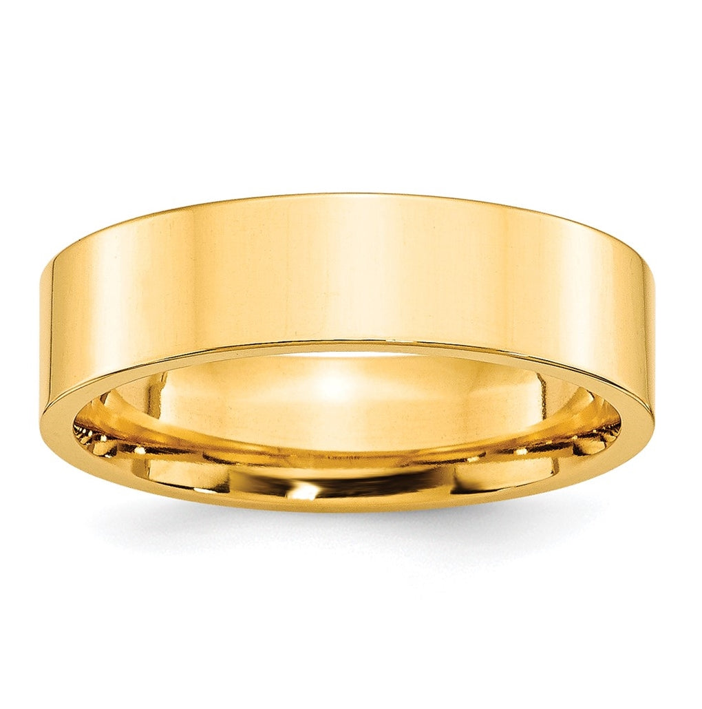 10k Yellow Gold 6mm Standard Weight Flat Comfort Fit Wedding Band Size 5