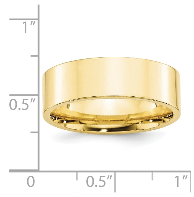 10k Yellow Gold 7mm Standard Weight Flat Comfort Fit Wedding Band Size 5