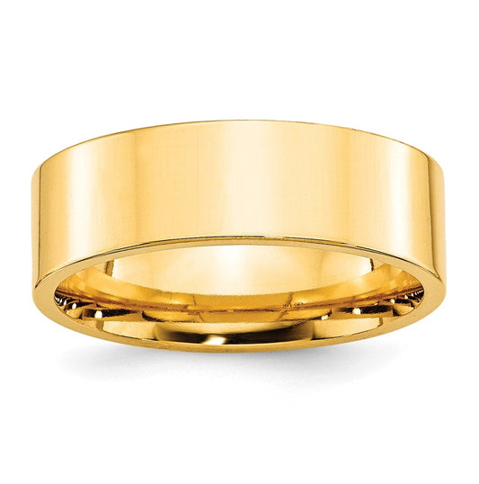10k Yellow Gold 7mm Standard Weight Flat Comfort Fit Wedding Band Size 5