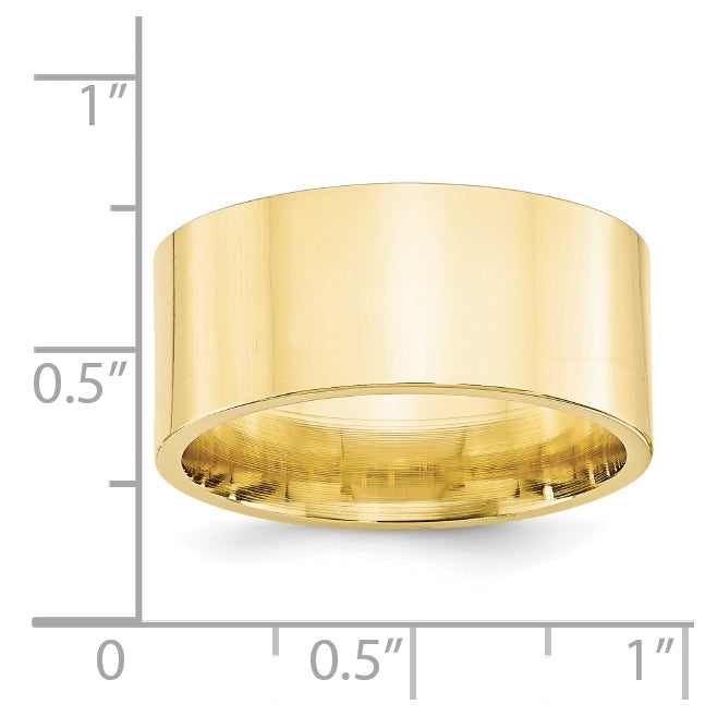 10k Yellow Gold 10mm Standard Weight Flat Comfort Fit Wedding Band Size 4.5