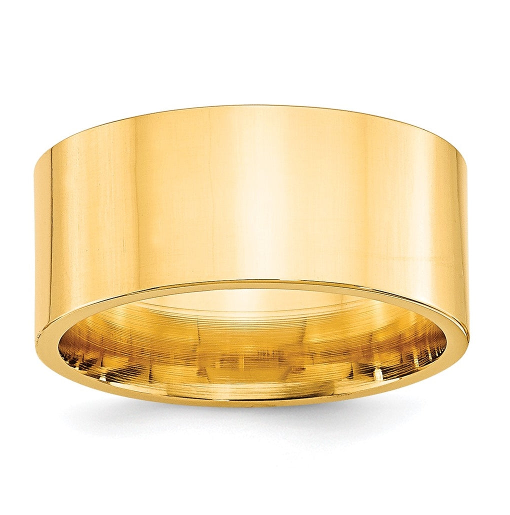 10k Yellow Gold 10mm Standard Weight Flat Comfort Fit Wedding Band Size 5.5