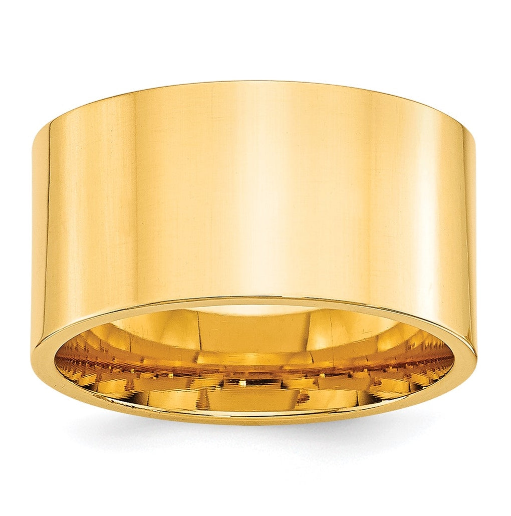 10k Yellow Gold 12mm Standard Weight Flat Comfort Fit Wedding Band Size 5