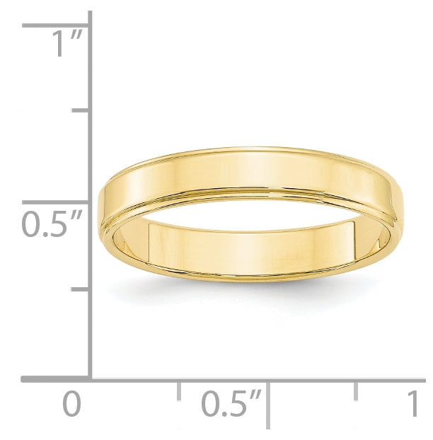10k Yellow Gold 4mm Flat with Step Edge Wedding Band Size 4.5