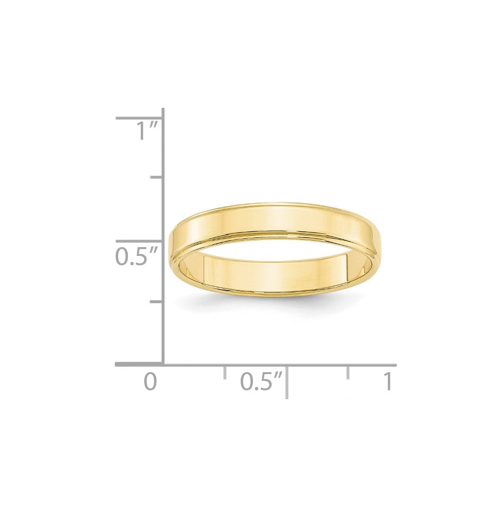 10k Yellow Or White Gold Flat with Step Edge Wedding Band