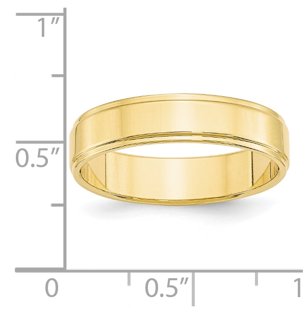 10k Yellow Gold 5mm Flat with Step Edge Wedding Band Size 5.5