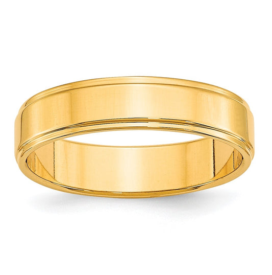 10k Yellow Gold 5mm Flat with Step Edge Wedding Band Size 4
