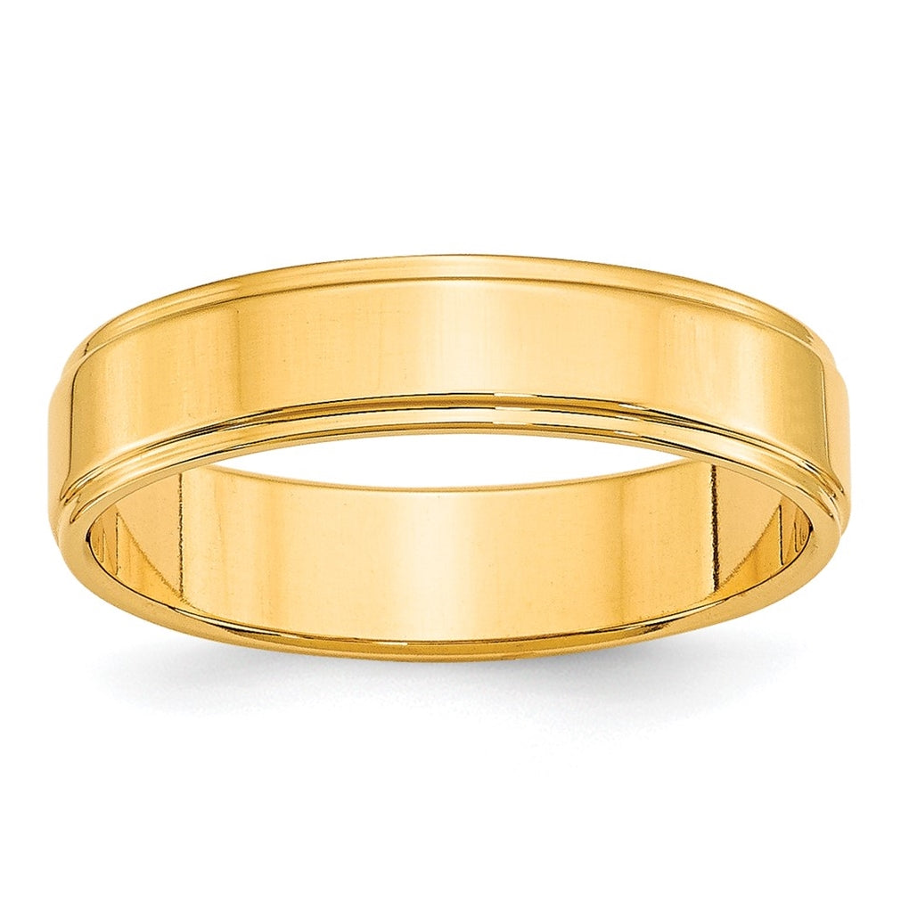 10k Yellow Gold 5mm Flat with Step Edge Wedding Band Size 5.5