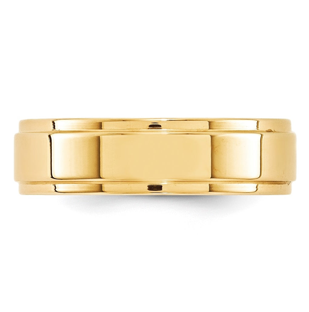 10k Yellow Or White Gold Flat with Step Edge Wedding Band