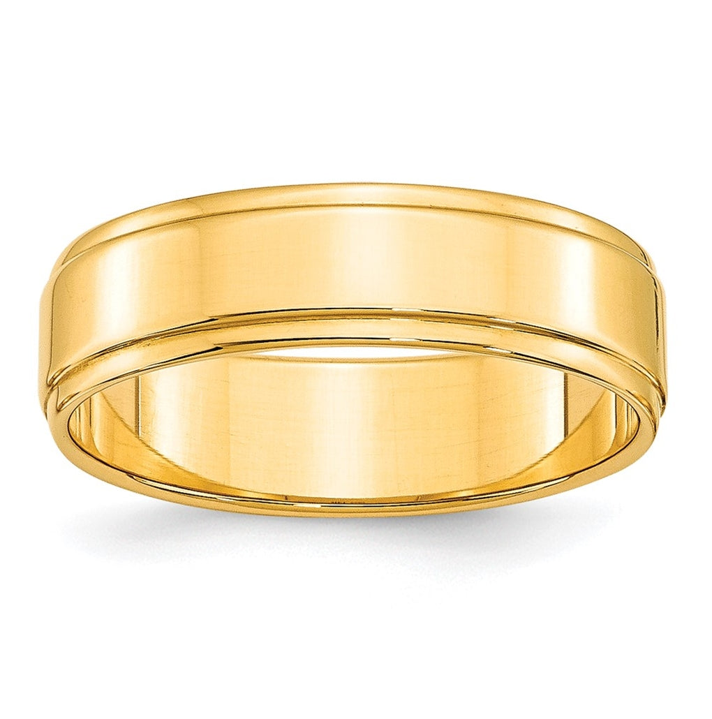 10k Yellow Or White Gold Flat with Step Edge Wedding Band