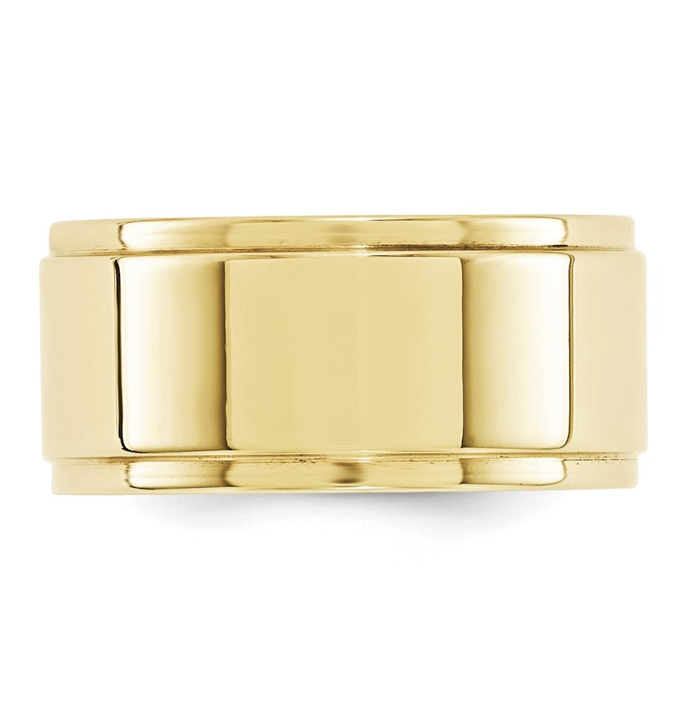10k Yellow Or White Gold Flat with Step Edge Wedding Band