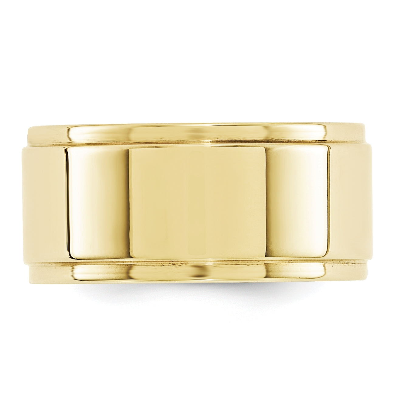 10K Yellow Gold 10mm Flat with Step Edge Band Size 4.5