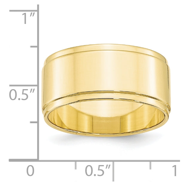 10K Yellow Gold 10mm Flat with Step Edge Band Size 4.5