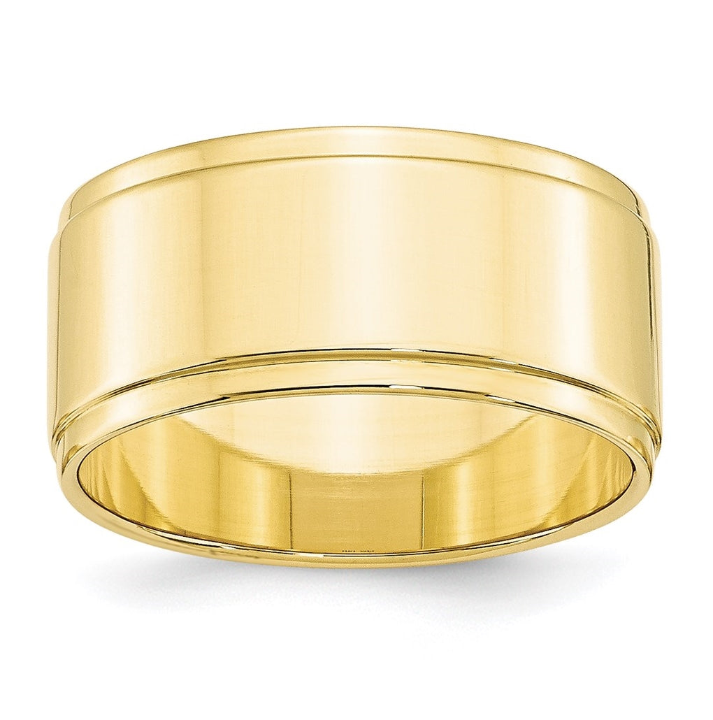 10K Yellow Gold 10mm Flat with Step Edge Band Size 4