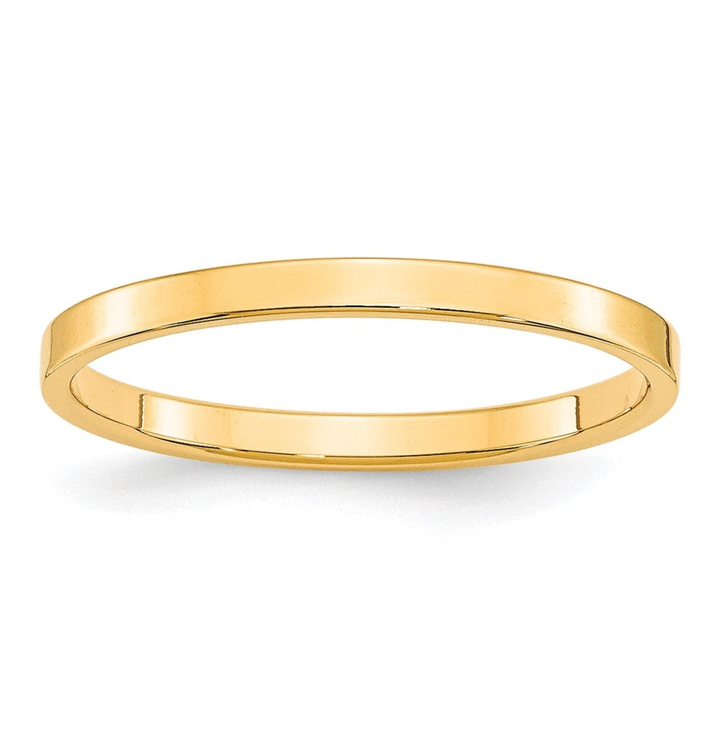 10k Yellow Gold 2mm Lightweight Flat Wedding Band Size 5.5