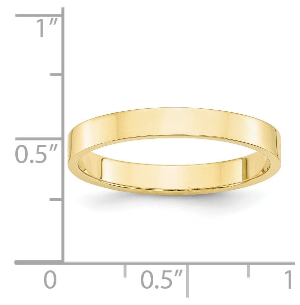 10k Yellow Gold 3mm Lightweight Flat Wedding Band Size 4