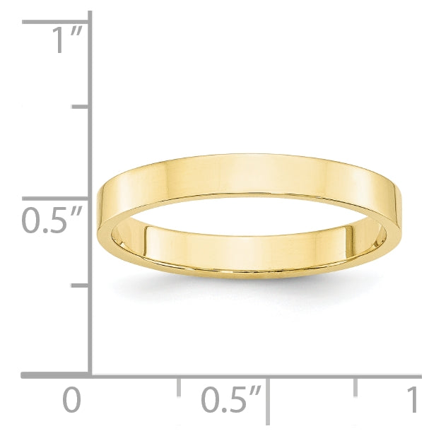 10k Yellow Or White Or Rose Gold Lightweight Flat Wedding Band