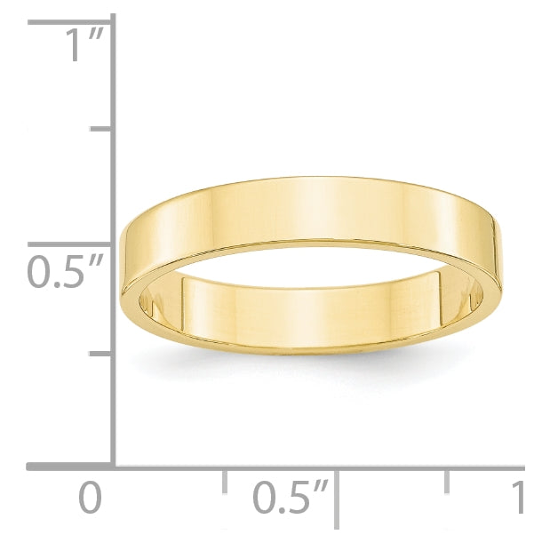 10k Yellow Gold 4mm Lightweight Flat Wedding Band Size 5