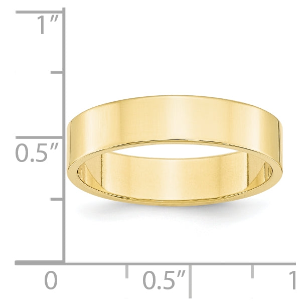 10k Yellow Gold 5mm Lightweight Flat Wedding Band Size 5