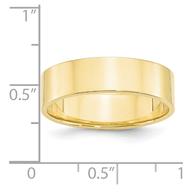 10k Yellow Gold 6mm Lightweight Flat Wedding Band Size 5.5