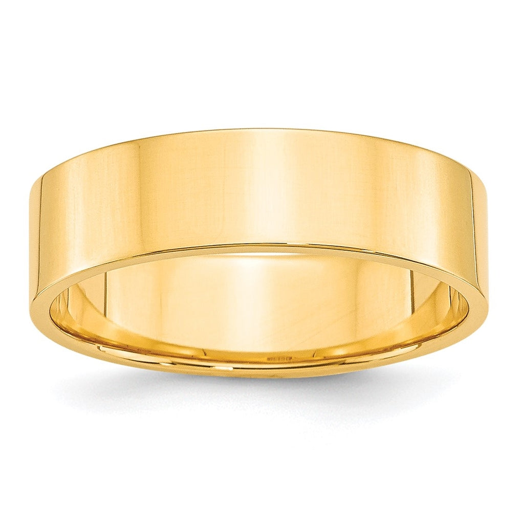 10k Yellow Gold 6mm Lightweight Flat Wedding Band Size 5.5