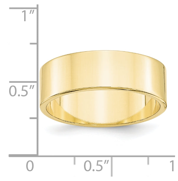 10k Yellow Gold 7mm Lightweight Flat Wedding Band Size 4.5