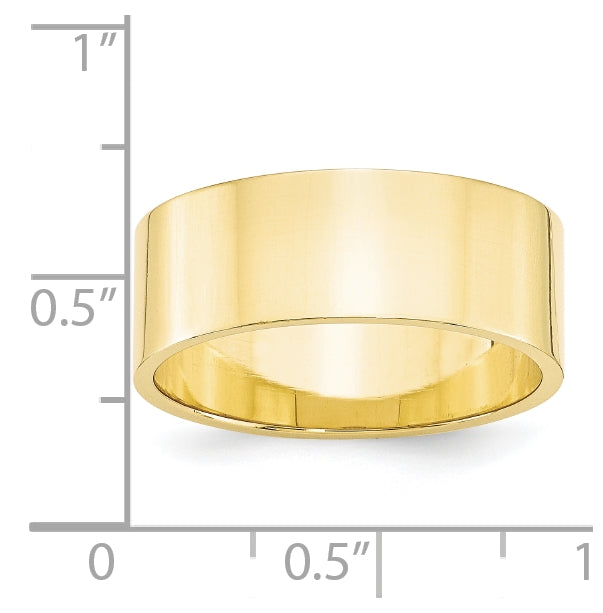 10k Yellow Gold 8mm Lightweight Flat Wedding Band Size 5.5