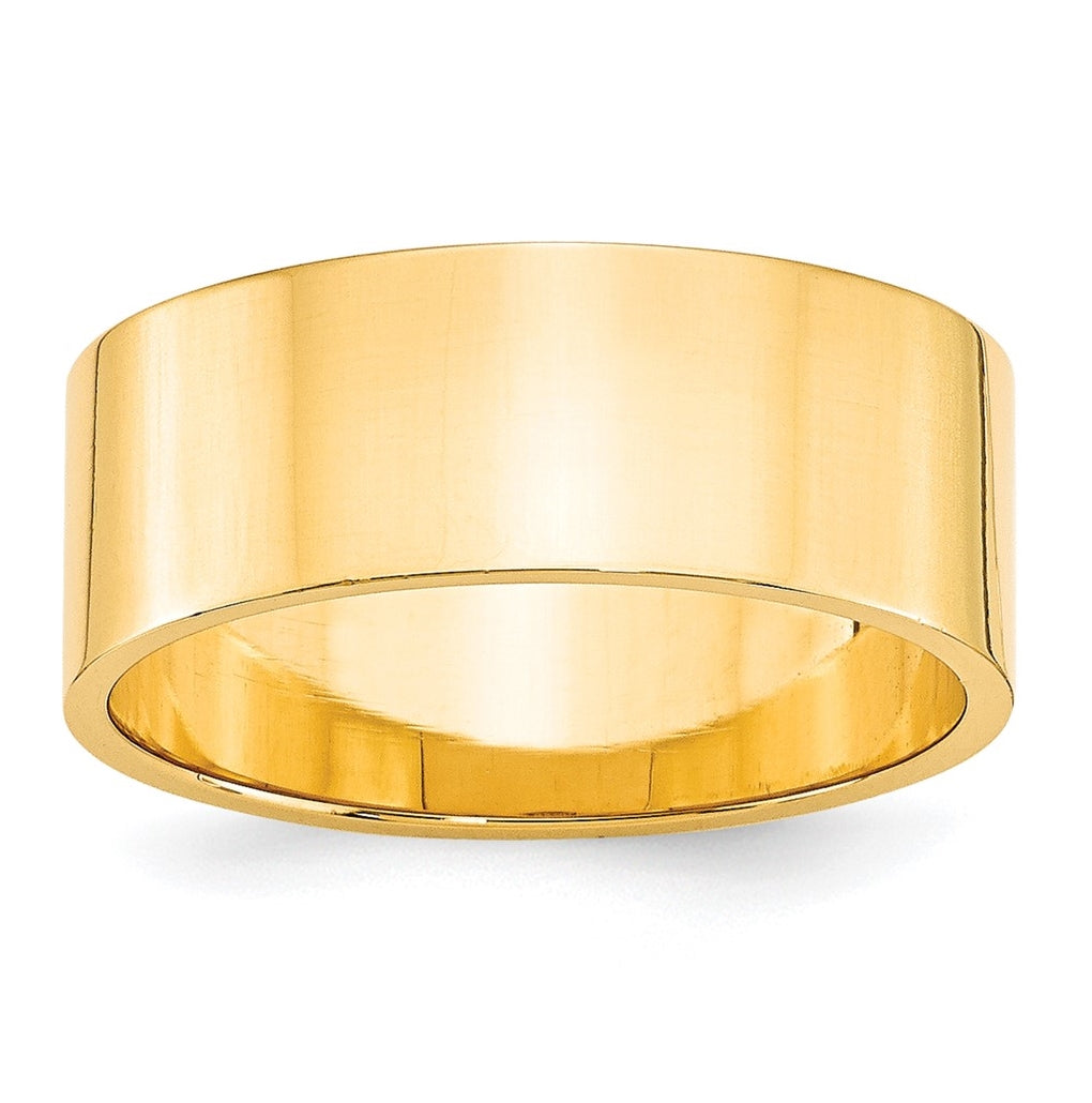 10k Yellow Gold 8mm Lightweight Flat Wedding Band Size 4