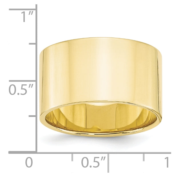 10k Yellow Gold 12mm Lightweight Flat Wedding Band Size 4