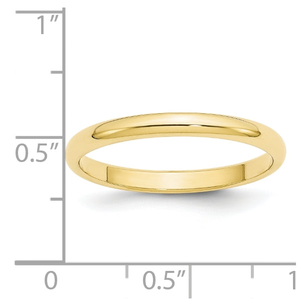 10k Yellow Gold 2.5mm Half Round Wedding Band Size 5.5