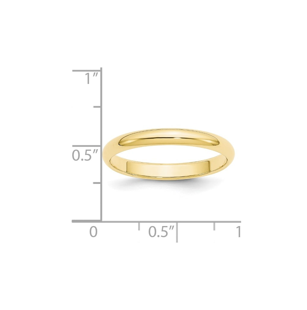 10k Yellow Or White Gold Half Round Wedding Band