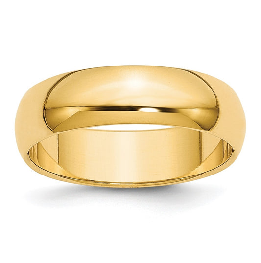 10k Yellow Gold 6mm Half Round Wedding Band Size 4.5