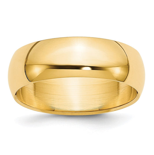 10k Yellow Gold 7mm Half Round Wedding Band Size 4.5