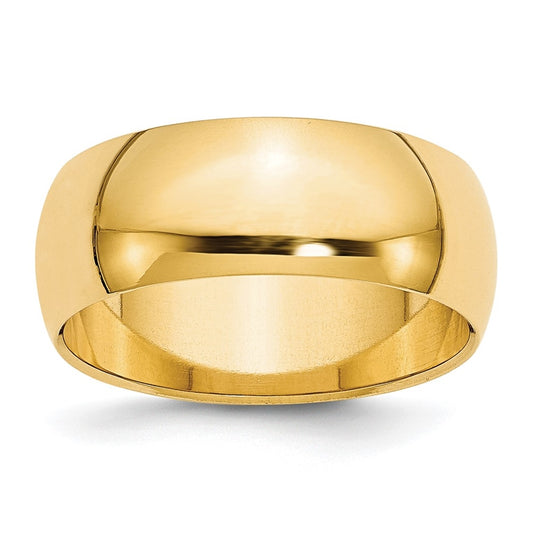 10k Yellow Gold 8mm Half Round Wedding Band Size 5.5