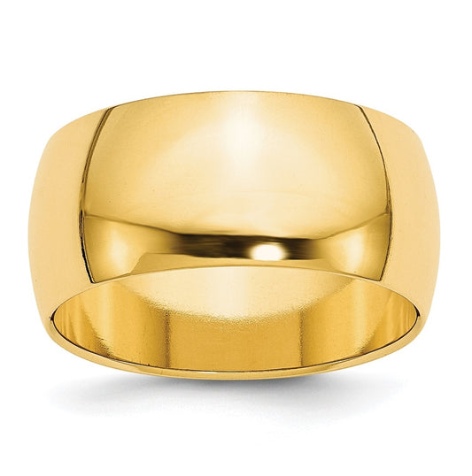 10k Yellow Gold 10mm Half Round Wedding Band Size 4.5