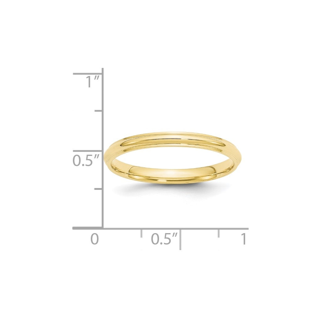 10k Yellow Or White Gold Half Round with Edge Wedding Band