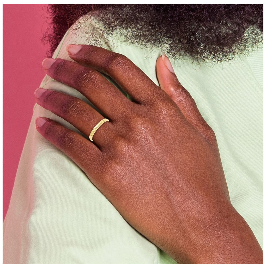 10k Yellow Or White Gold Half Round with Edge Wedding Band
