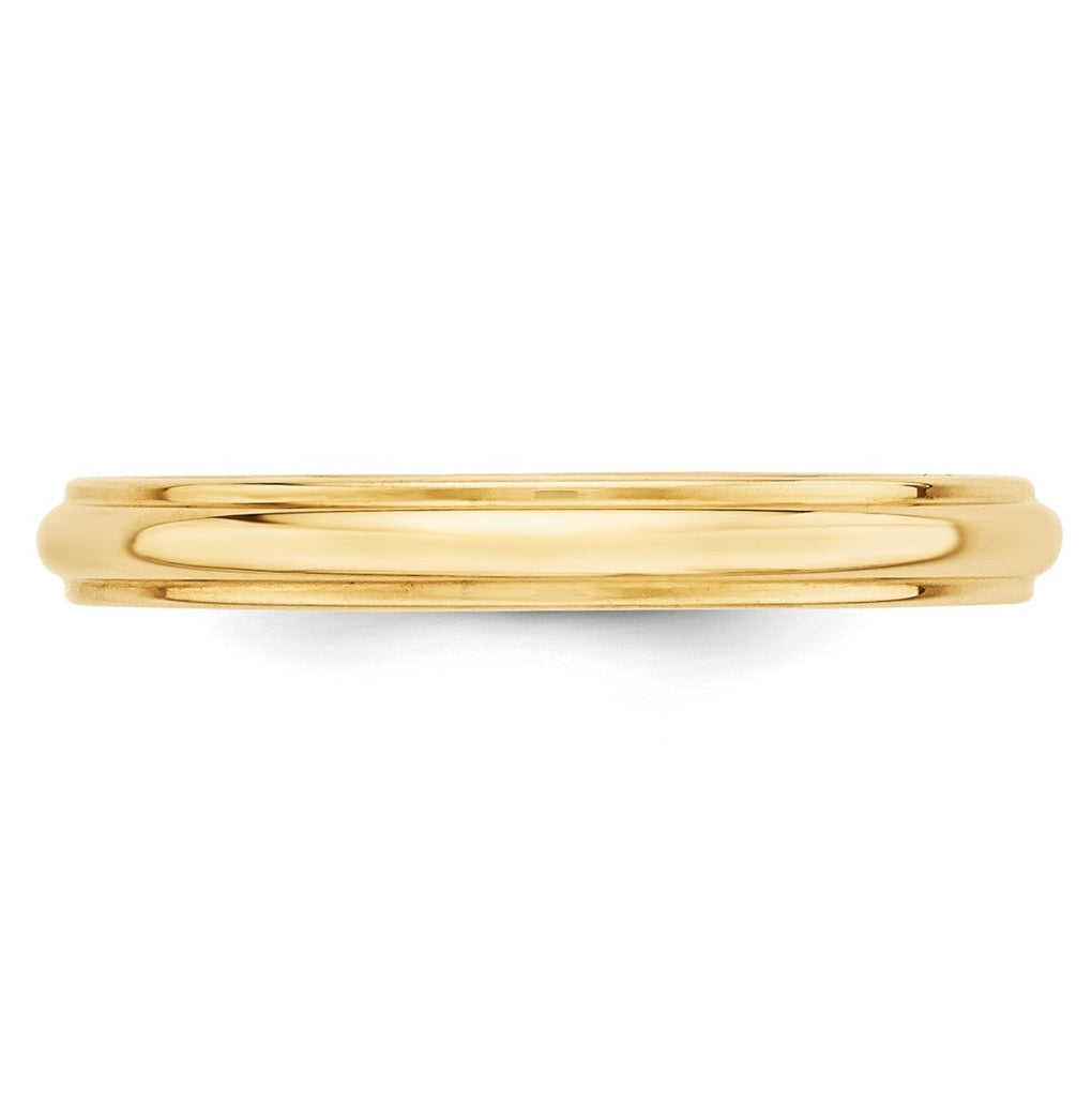 10k Yellow Or White Gold Half Round with Edge Wedding Band
