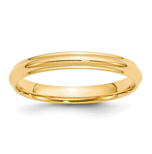 10k Yellow Gold 3mm Half Round with Edge Wedding Band Size 5.5