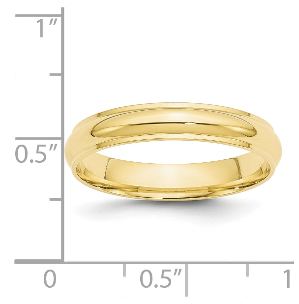 10k Yellow Or White Gold Half Round with Edge Wedding Band