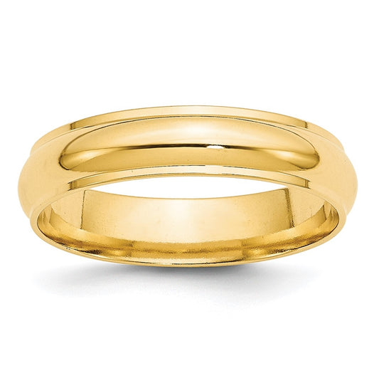 10k Yellow Gold 5mm Half Round with Edge Wedding Band Size 5