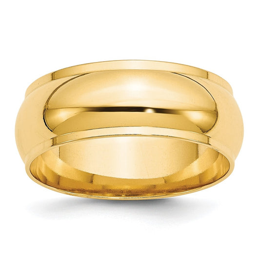 10k Yellow Gold 8mm Half Round with Edge Wedding Band Size 5