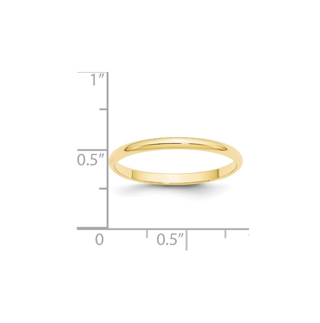 10k Yellow Or White Or Rose Gold Lightweight Half Round Wedding Band